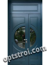Витражная металлическая дверь в частный дом - ЧД-004