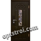 Входная металлическая дверь в тамбур со стеклом и решеткой модель - СТР-010