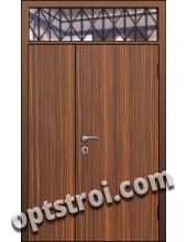 Входная металлическая дверь в тамбур со стеклом и решеткой модель - СТР-008