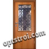 Входная металлическая дверь в тамбур со стеклом и решеткой модель - СТР-009